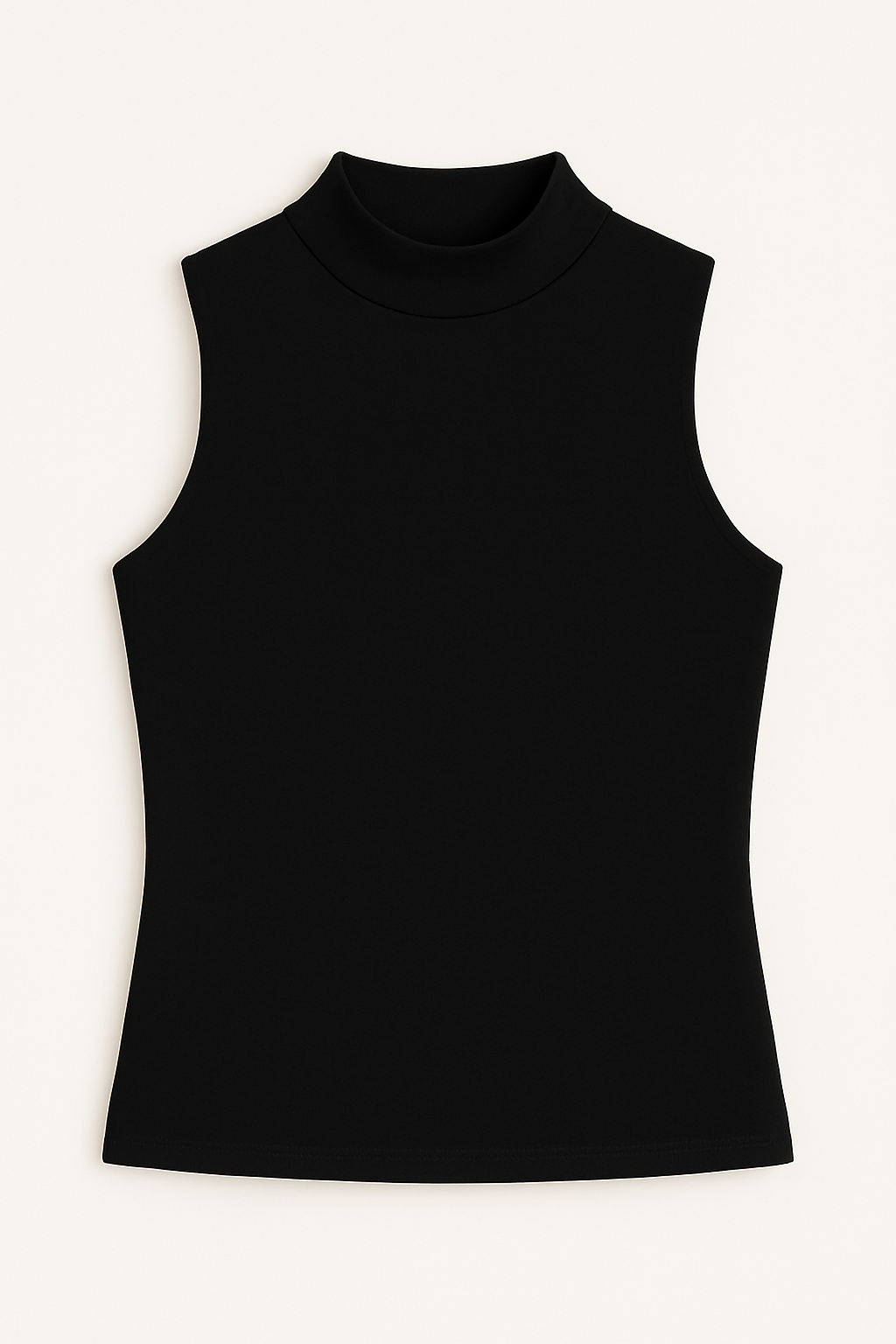 High neck Sleeveless Top - Black