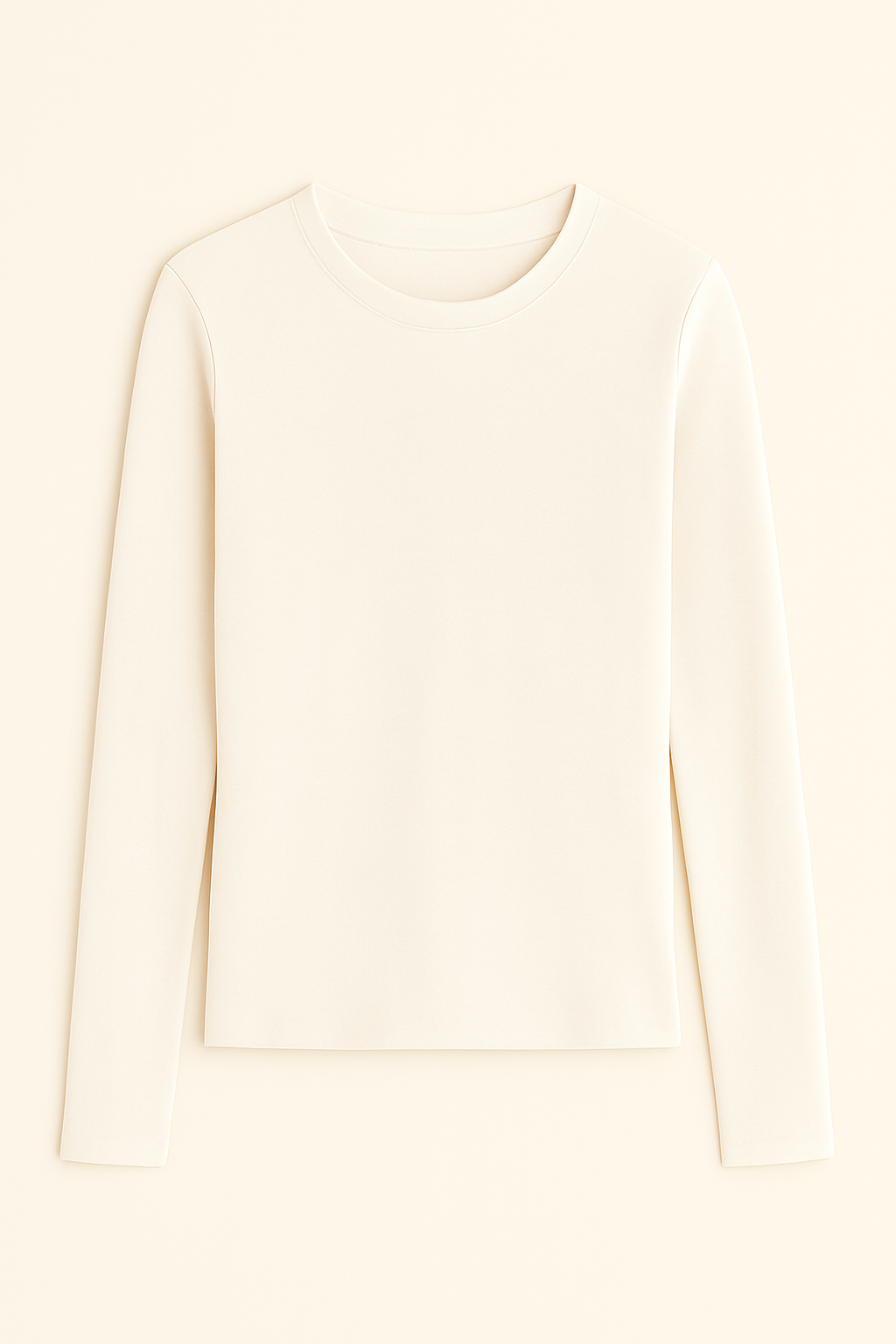 Round neck Long sleeve Top - Offwhite