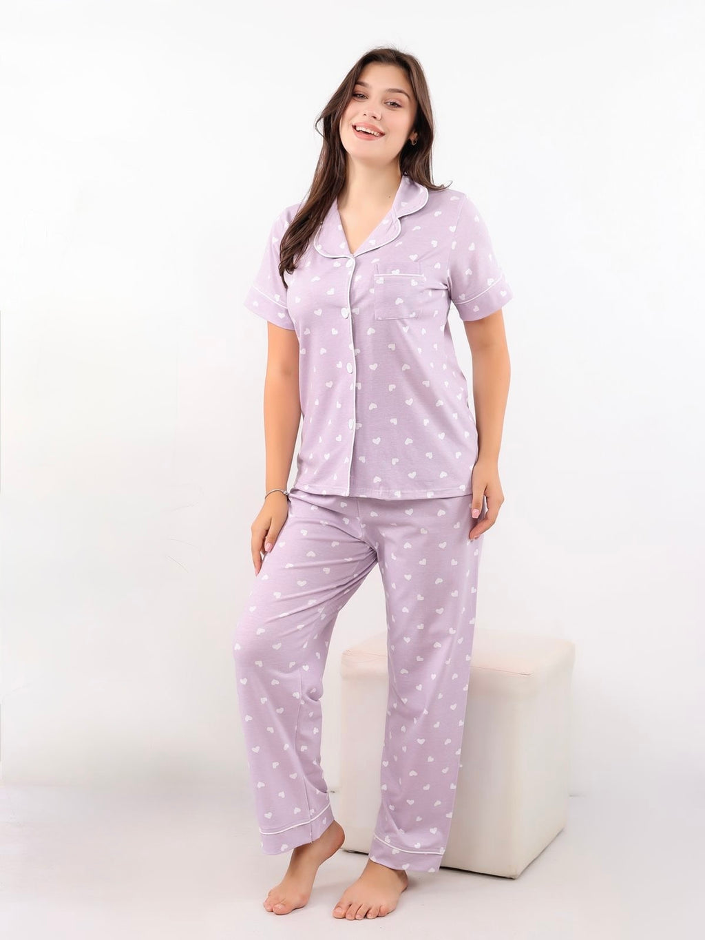 Soft Romance Pajama (Short Sleeve) - Lilac