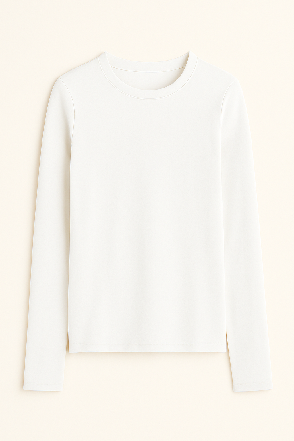 Round neck Long sleeve Top - White