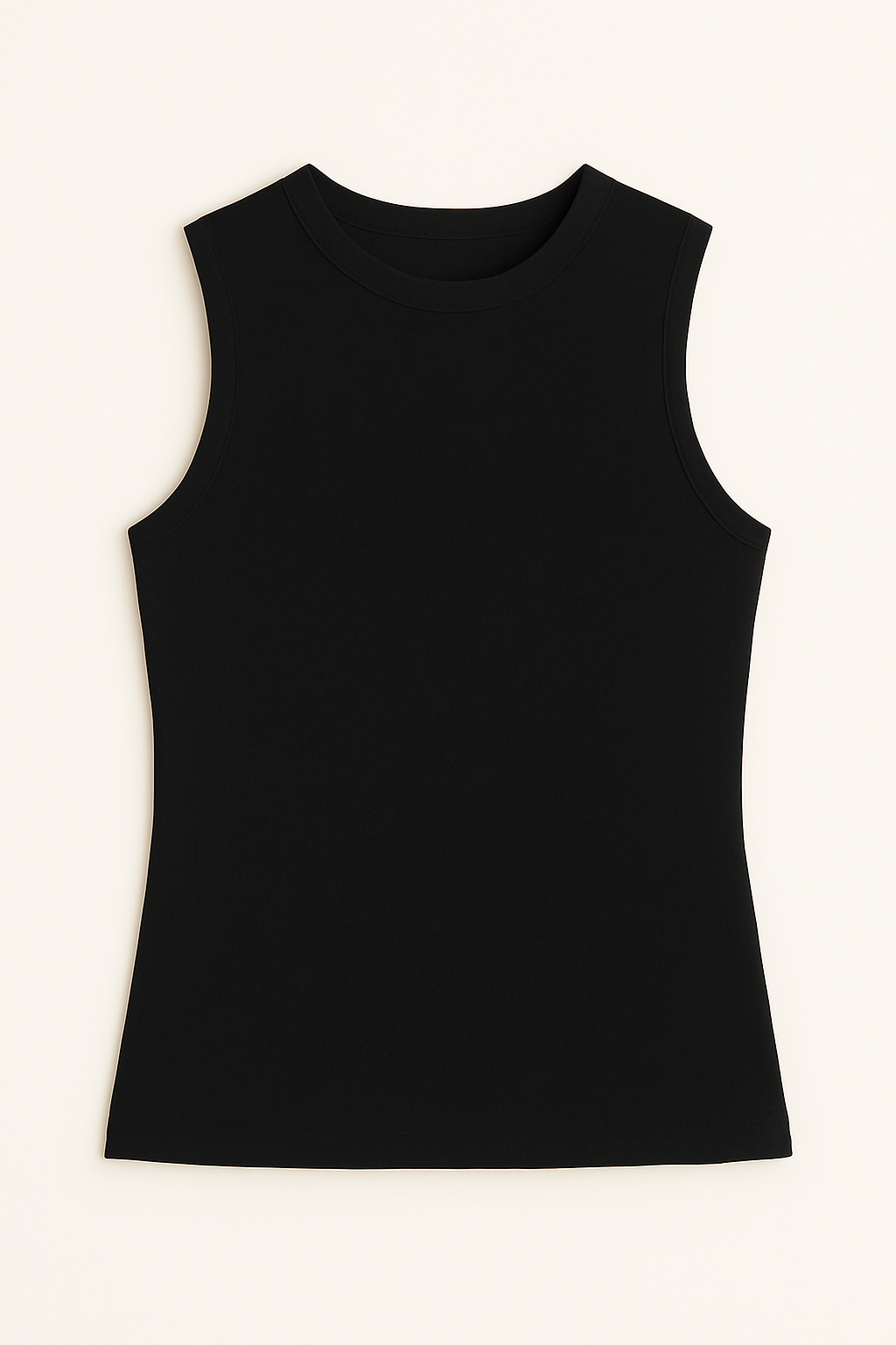 Round neck Sleeveless Top - Black