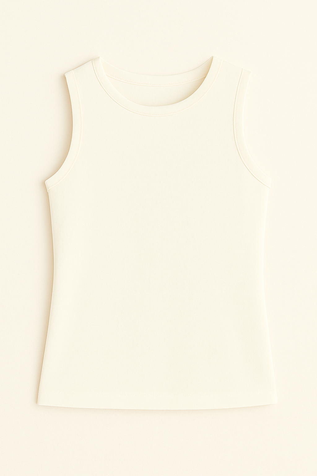 Round neck Sleeveless Top - Offwhite