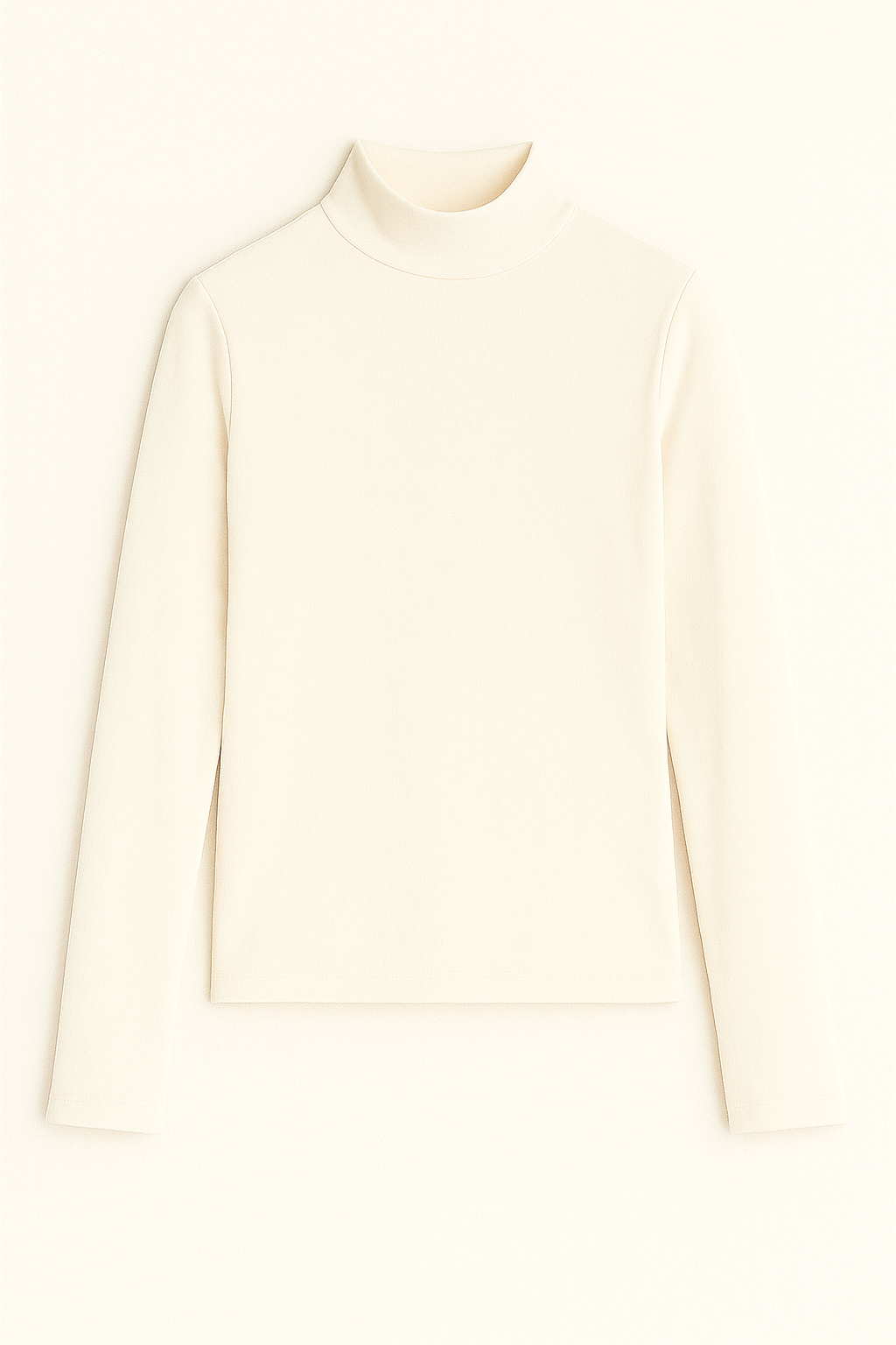 High neck Long sleeve Top - Offwhite