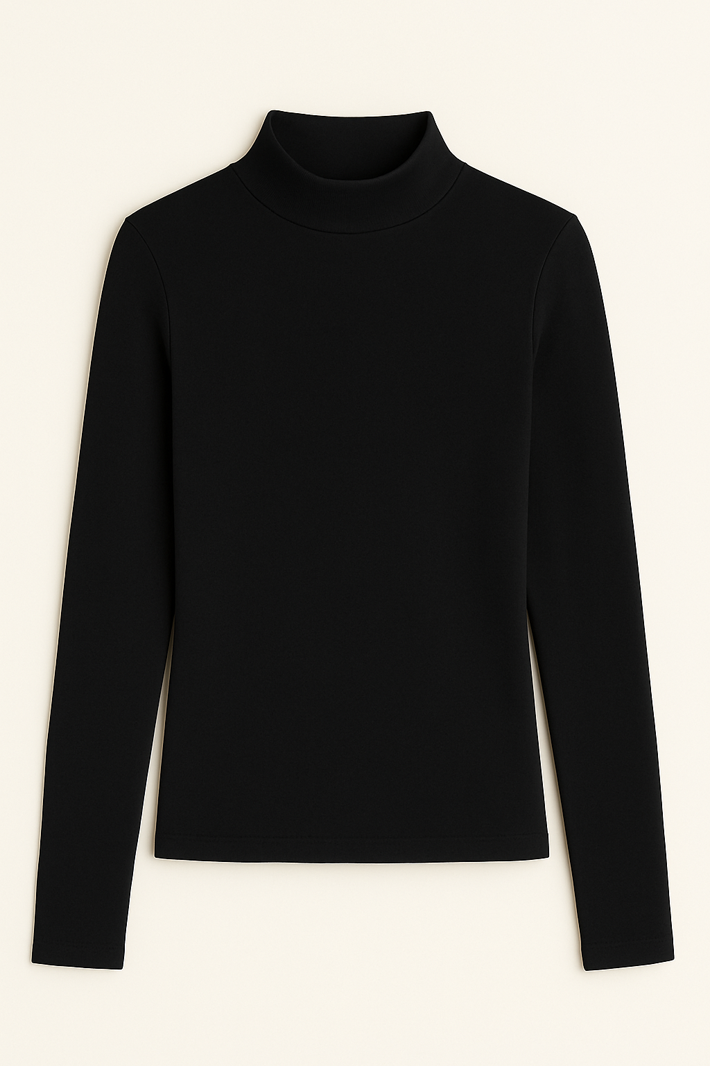 High neck Long sleeve Top - Black