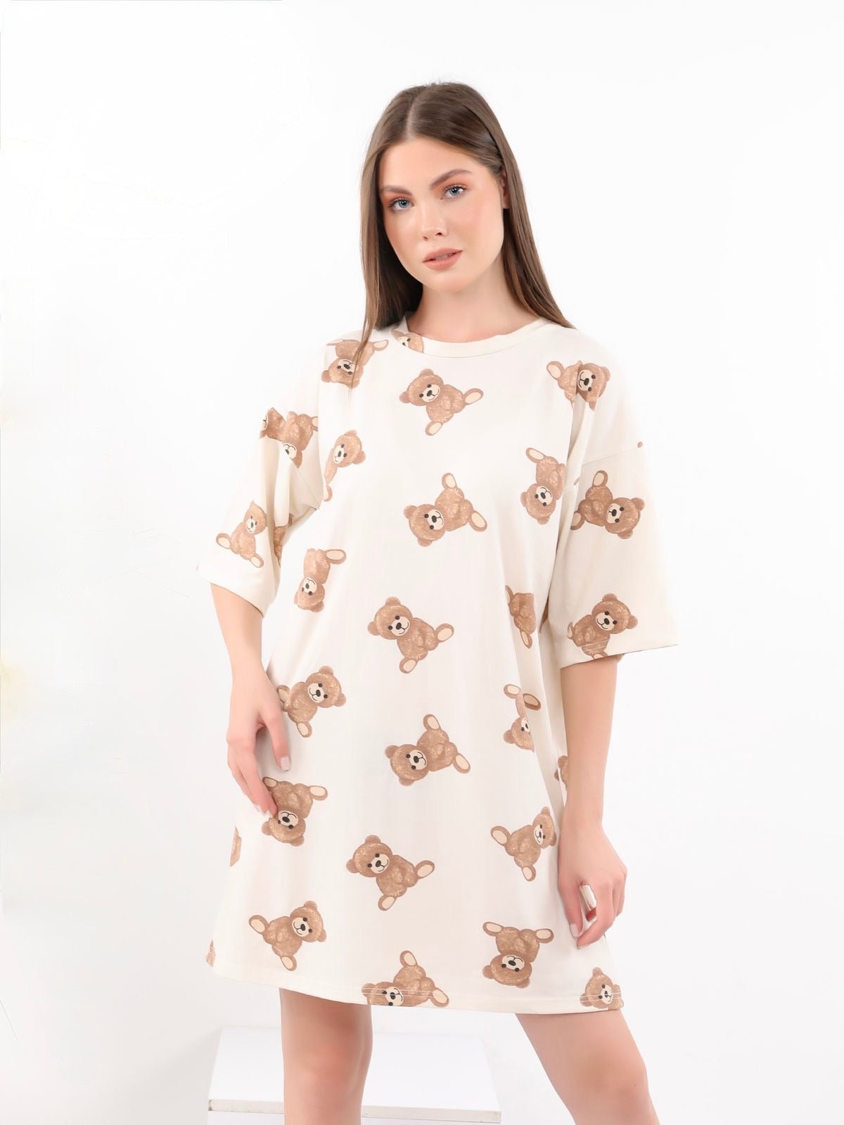 Cotton Teddy Nightshirt - Beige