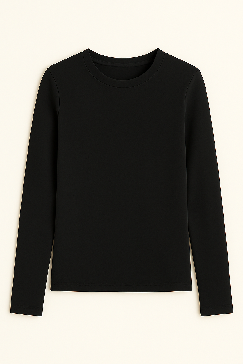 Round neck Long sleeve Top - Black