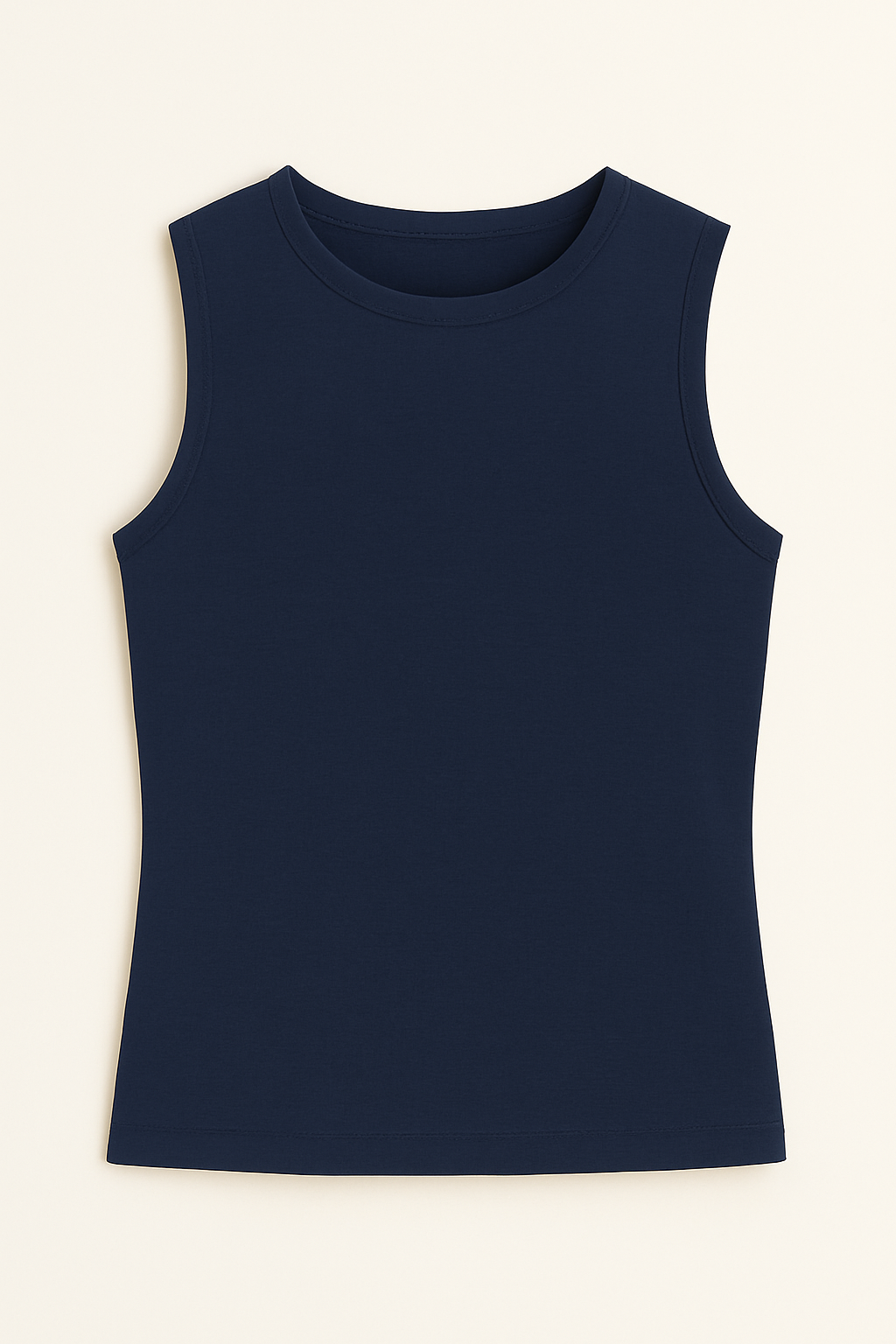 Round neck Sleeveless Top - Navy