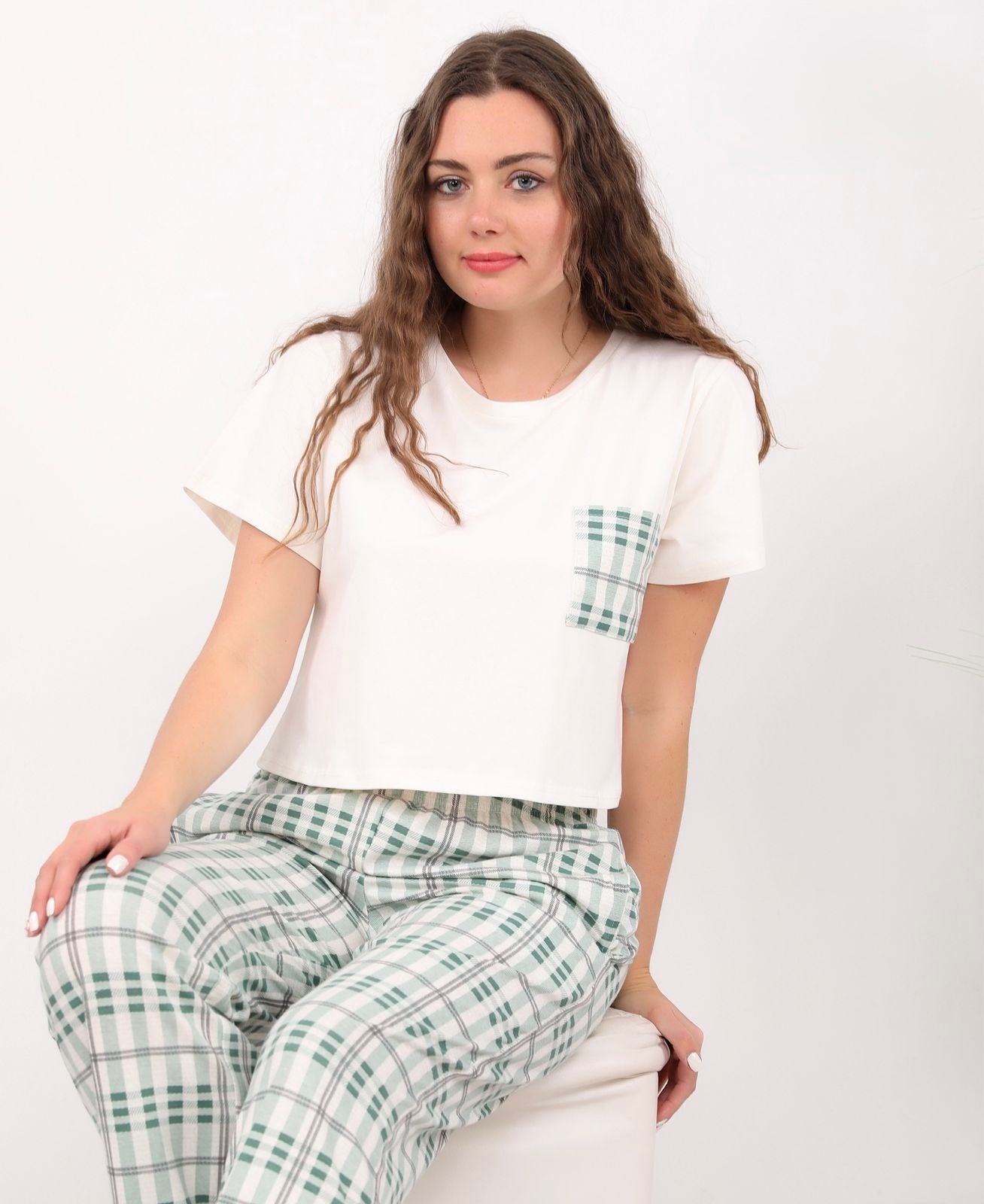Minimal Check Pajama - Green