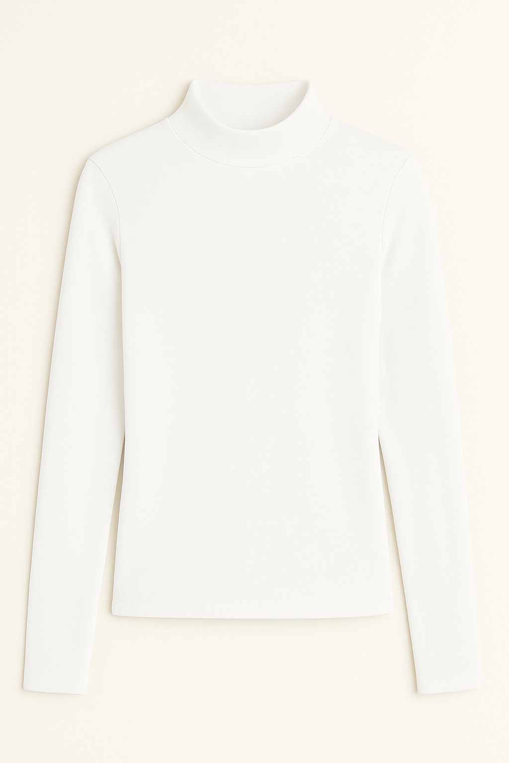 High neck Long sleeve Top - White