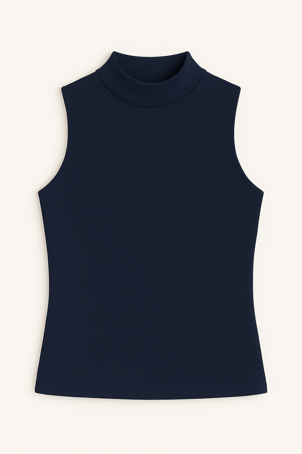 High neck Sleeveless Top - Navy