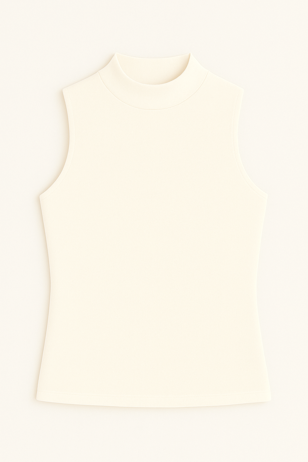 High neck Sleeveless Top - Offwhite