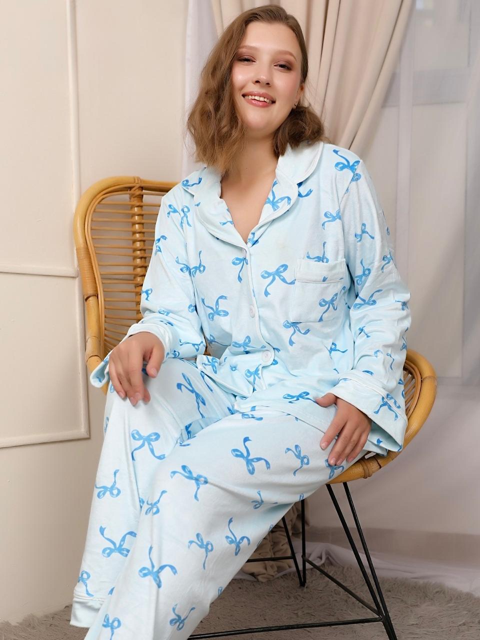 Dreamy Bows Pajama - Light blue