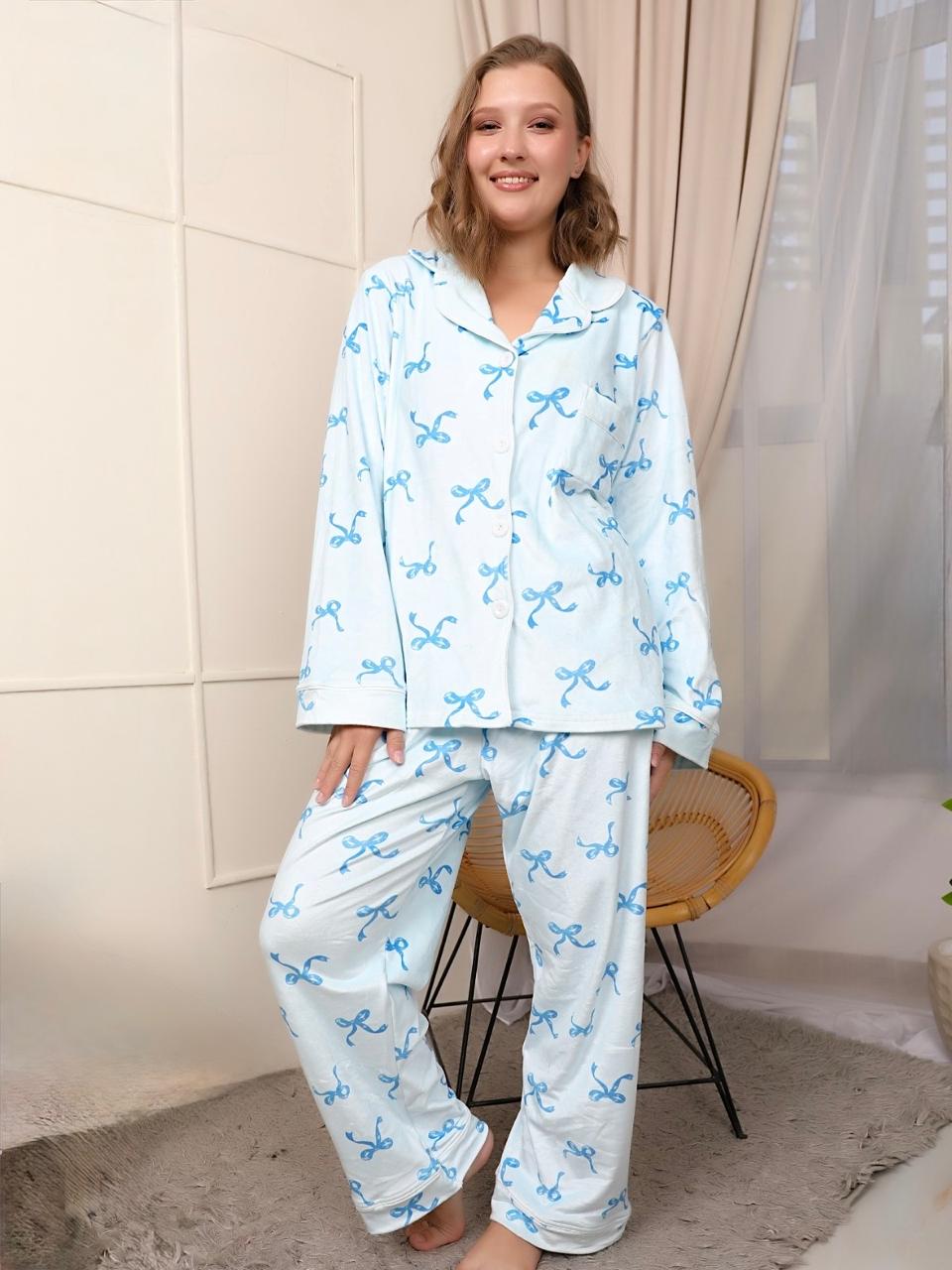 Dreamy Bows Pajama - Light blue