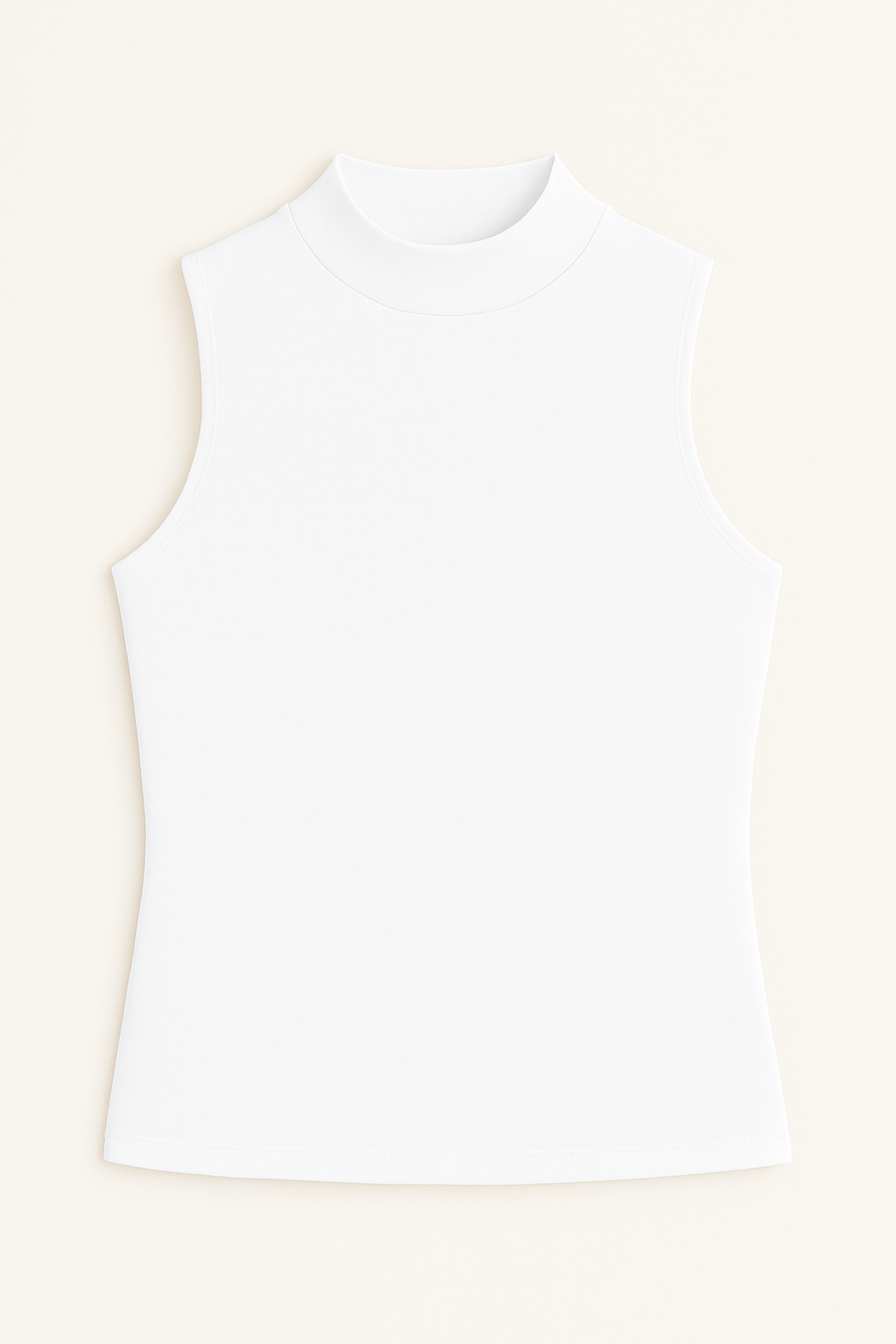 High neck Sleeveless Top - White