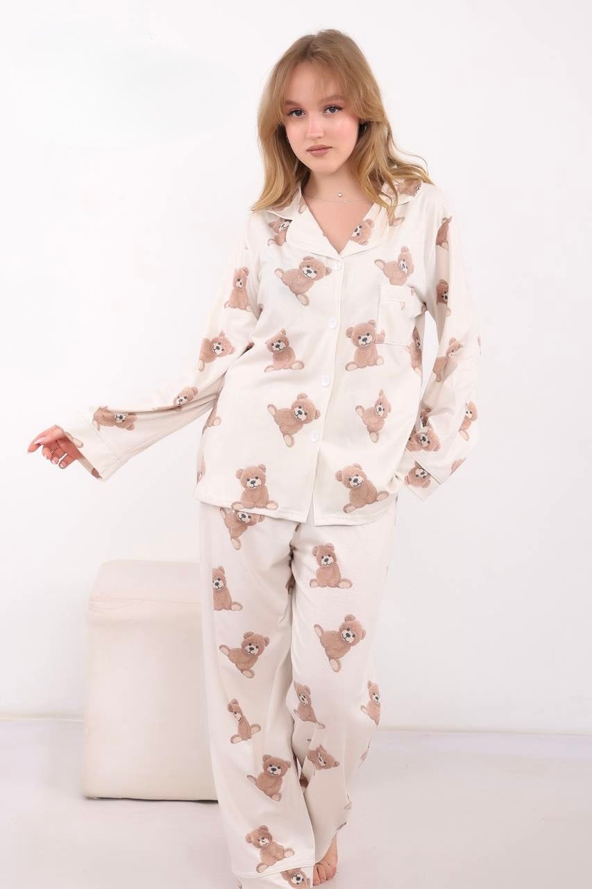Cotton Teddy Pajama - Beige