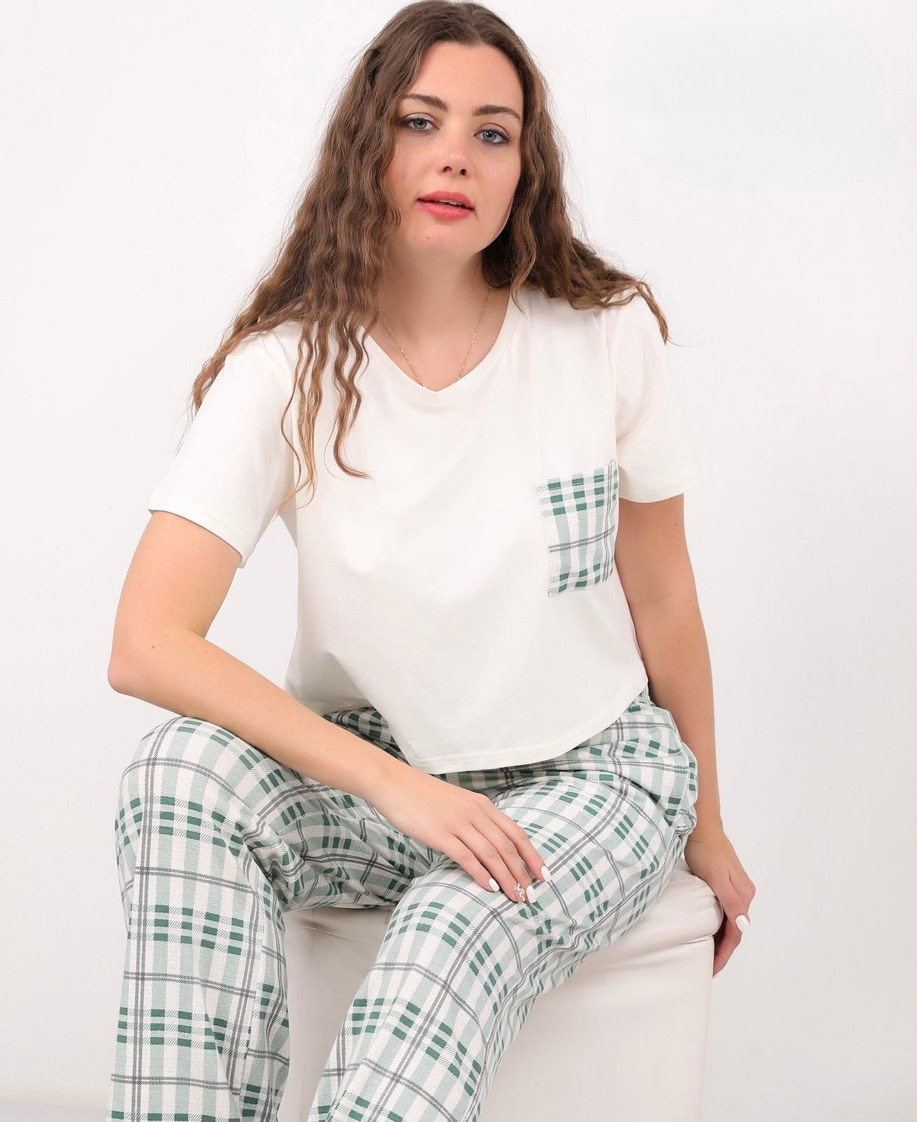 Minimal Check Pajama - Green