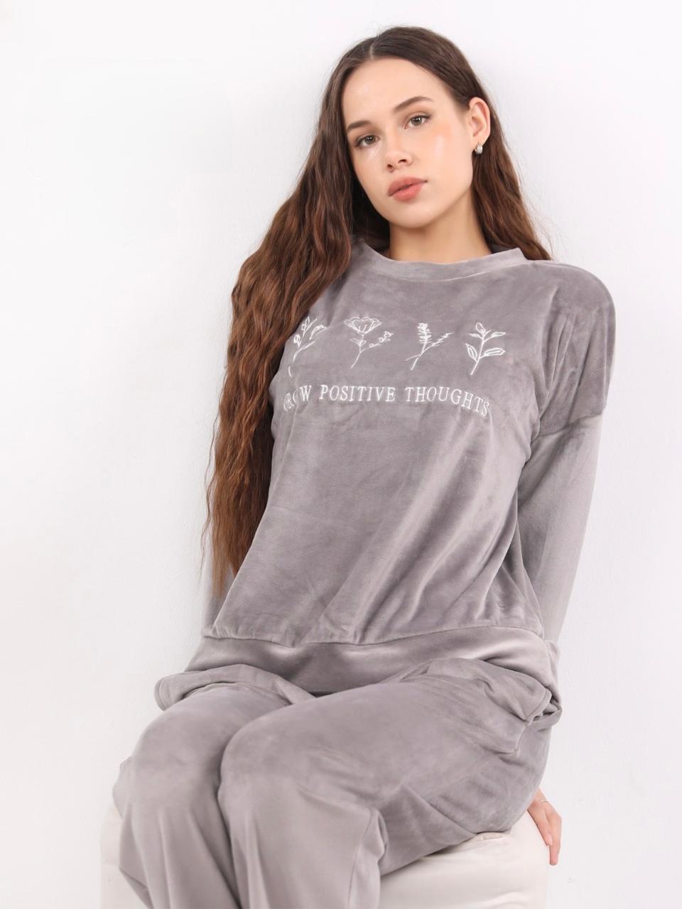 Velvet Petals Pajama - Grey