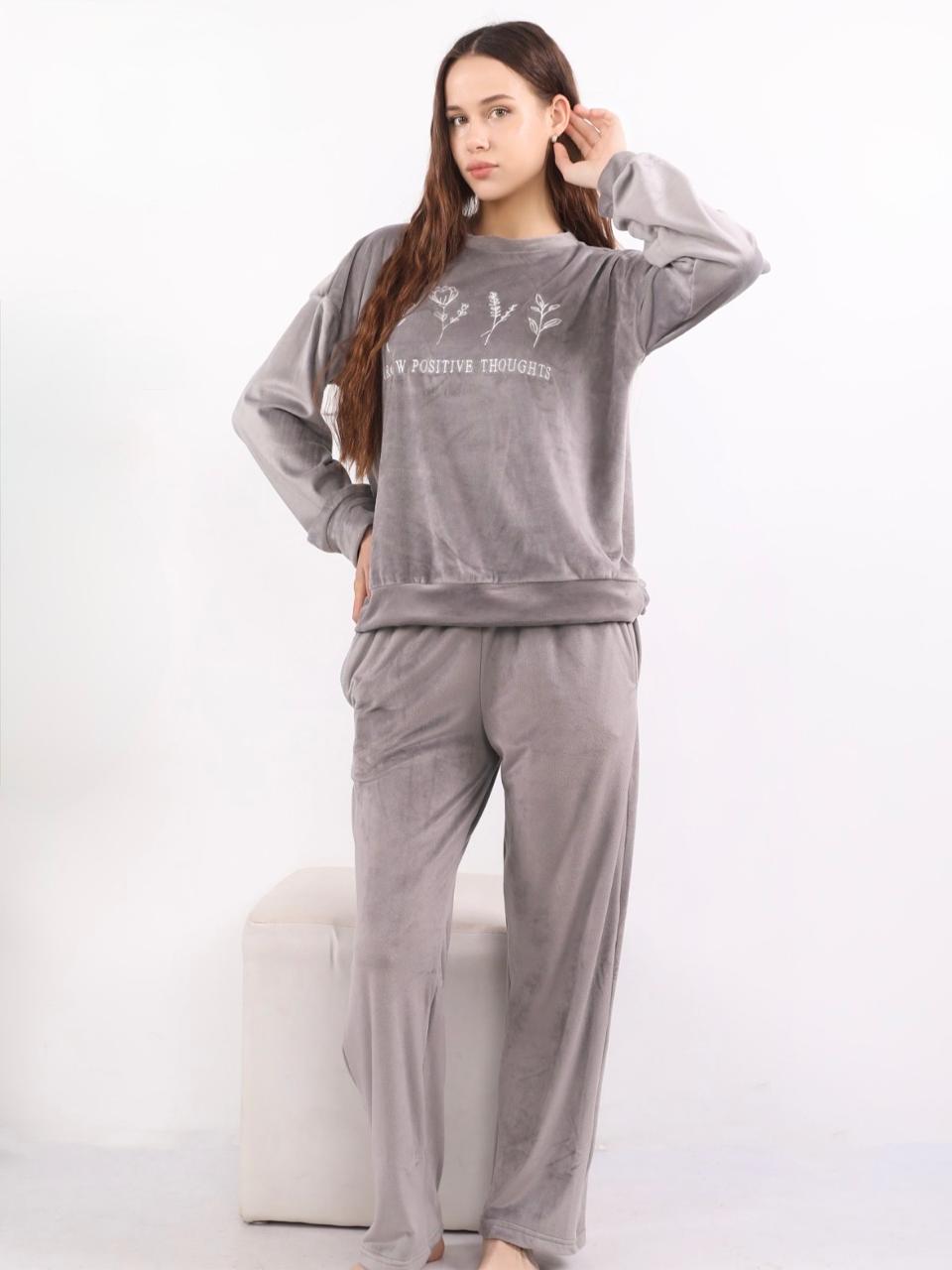 Velvet Petals Pajama - Grey