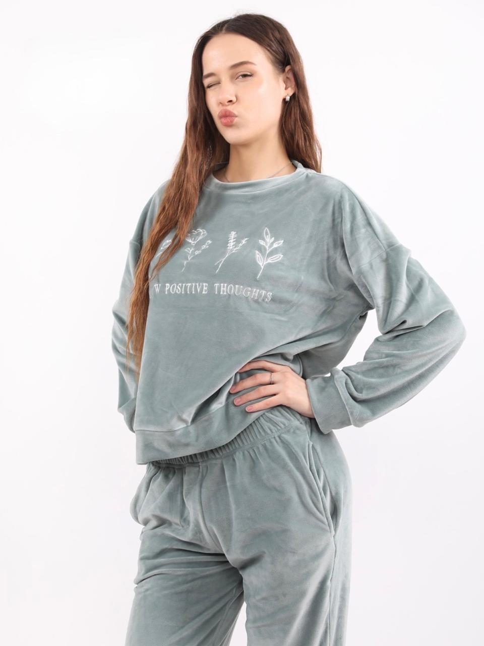 Velvet Petals Pajama - Olive