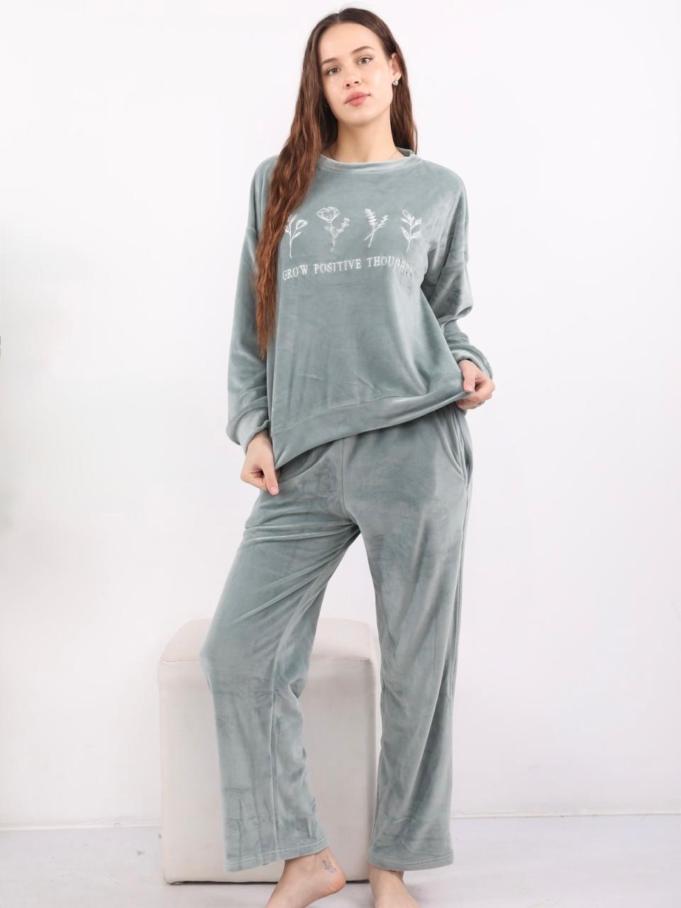 Velvet Petals Pajama - Olive