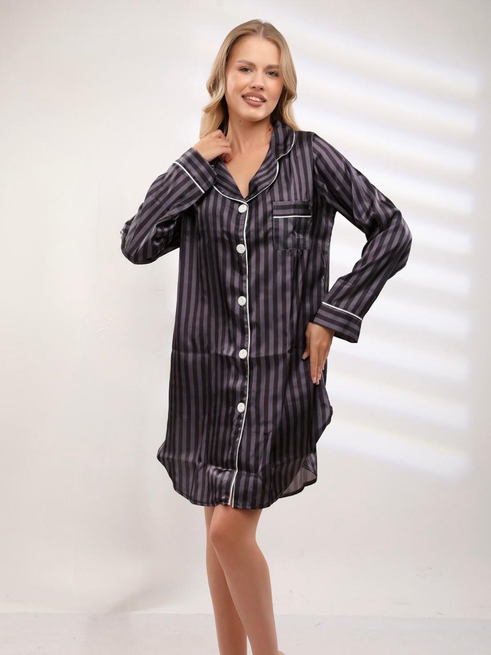 Classic Stripe Nightshirt - Black