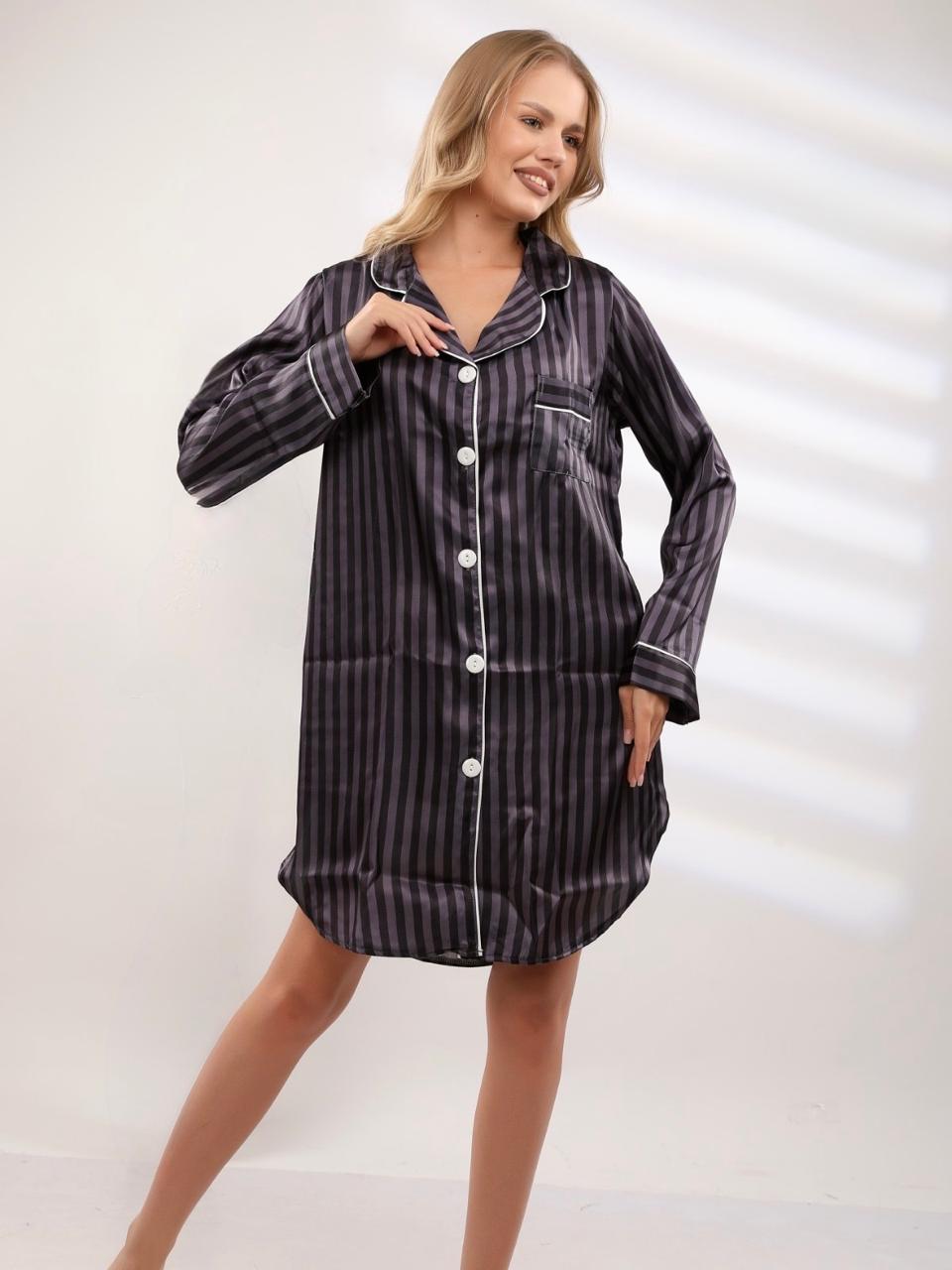 Classic Stripe Nightshirt - Black